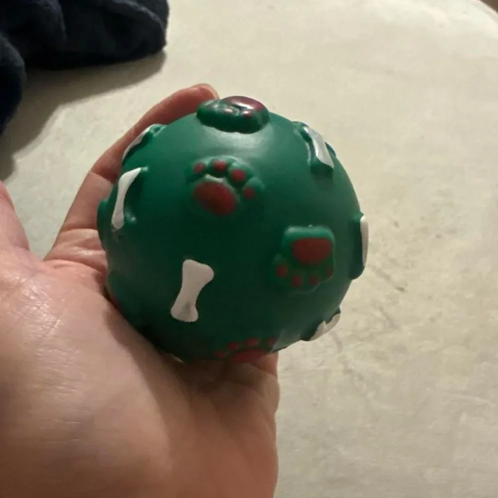 Green and red DOG TOY with squeaker #dogtoy #petaccessories #dogsupplies #dog